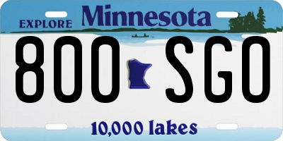 MN license plate 800SGO