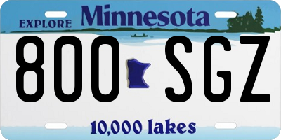 MN license plate 800SGZ