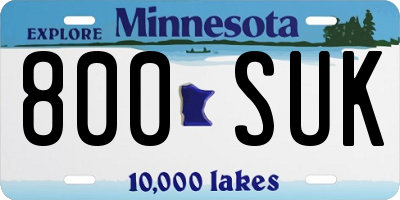 MN license plate 800SUK