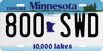 MN license plate 800SWD