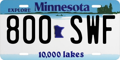 MN license plate 800SWF