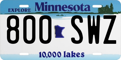 MN license plate 800SWZ