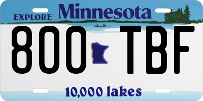 MN license plate 800TBF