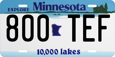 MN license plate 800TEF