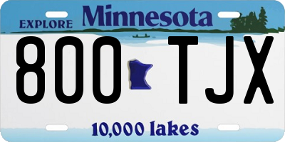 MN license plate 800TJX