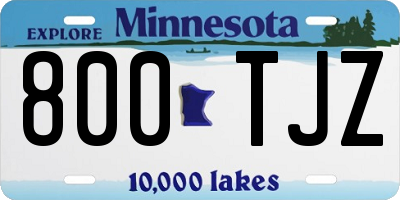 MN license plate 800TJZ