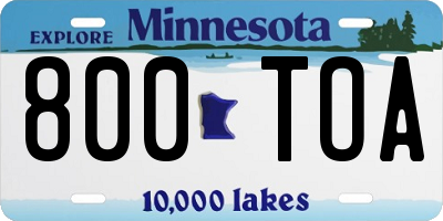 MN license plate 800TOA