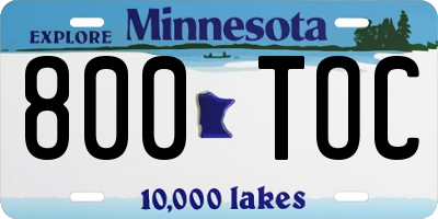 MN license plate 800TOC