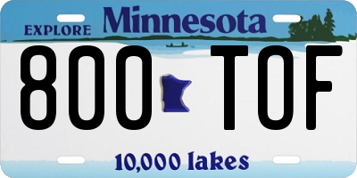 MN license plate 800TOF