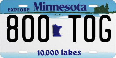 MN license plate 800TOG