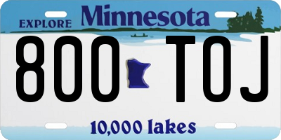 MN license plate 800TOJ