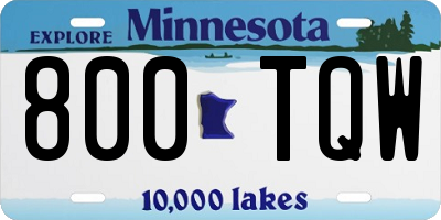 MN license plate 800TQW