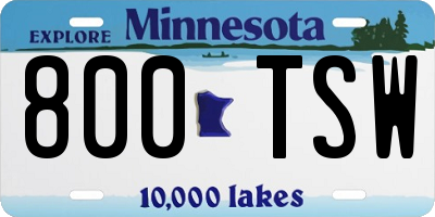 MN license plate 800TSW
