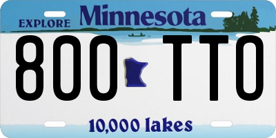 MN license plate 800TTO