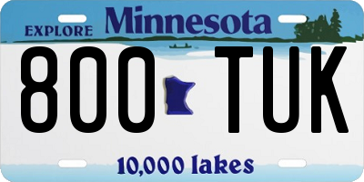 MN license plate 800TUK
