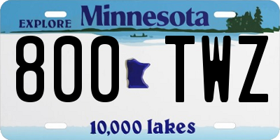 MN license plate 800TWZ