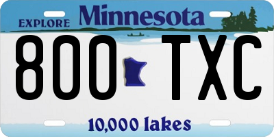 MN license plate 800TXC