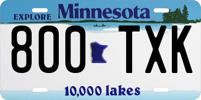 MN license plate 800TXK