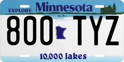 MN license plate 800TYZ