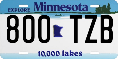 MN license plate 800TZB