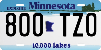 MN license plate 800TZO