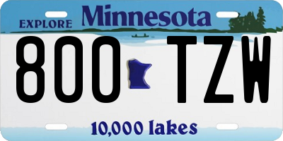 MN license plate 800TZW
