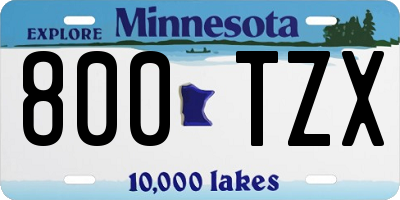 MN license plate 800TZX