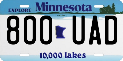 MN license plate 800UAD
