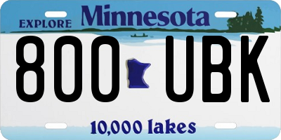 MN license plate 800UBK