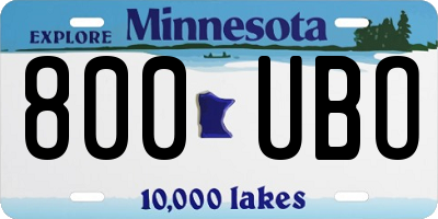 MN license plate 800UBO
