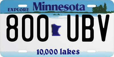 MN license plate 800UBV