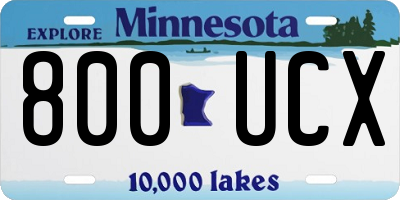 MN license plate 800UCX