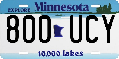 MN license plate 800UCY