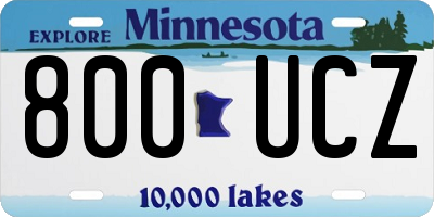 MN license plate 800UCZ