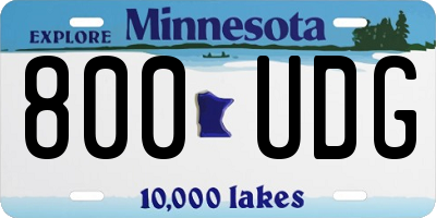 MN license plate 800UDG