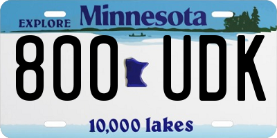 MN license plate 800UDK