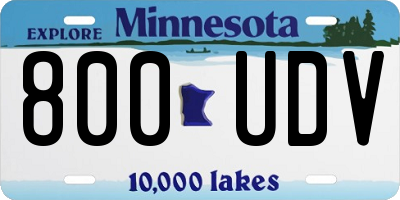 MN license plate 800UDV