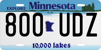 MN license plate 800UDZ