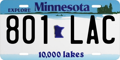 MN license plate 801LAC