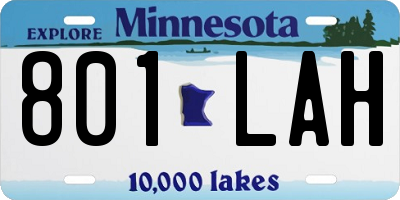 MN license plate 801LAH