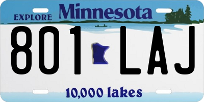 MN license plate 801LAJ