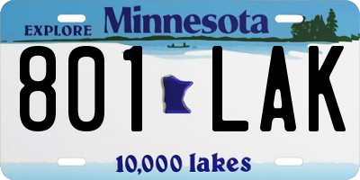 MN license plate 801LAK