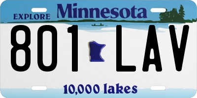 MN license plate 801LAV