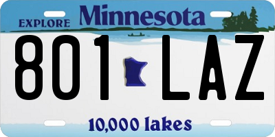 MN license plate 801LAZ