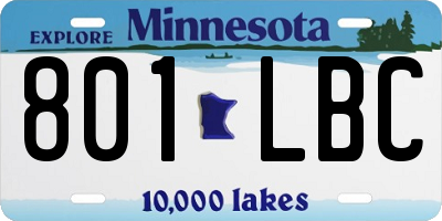 MN license plate 801LBC