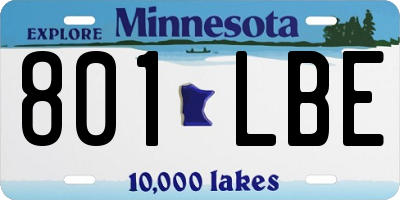 MN license plate 801LBE