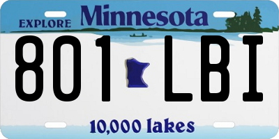 MN license plate 801LBI
