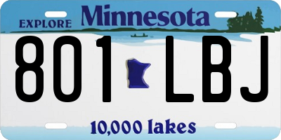 MN license plate 801LBJ