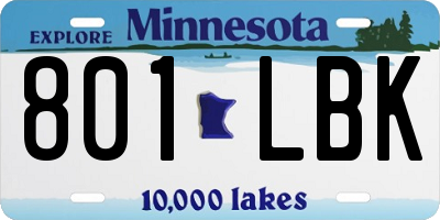 MN license plate 801LBK