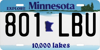 MN license plate 801LBU